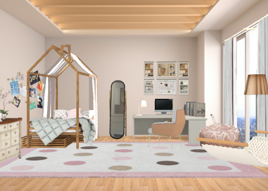 Rosegold bedroom Design Rendering