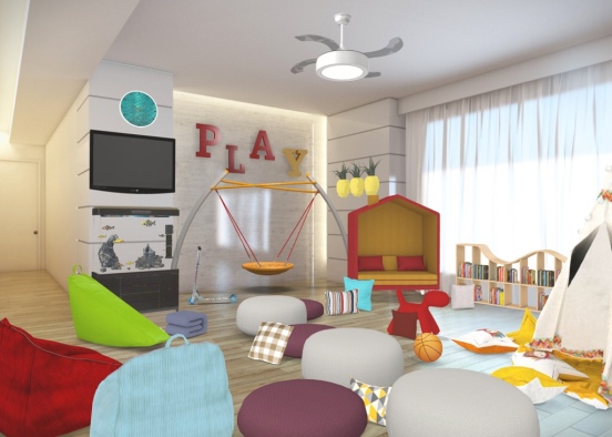kid’s attic play room Design Rendering