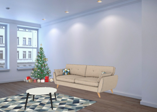 Petit salon de Noël en appartement Design Rendering