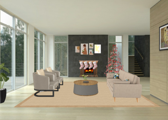 sala de estar preparada para la Navidad🤩😍♥️ Design Rendering
