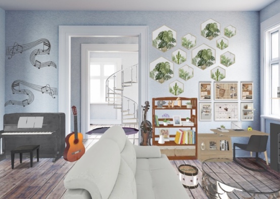 music inspired living room Design Rendering
