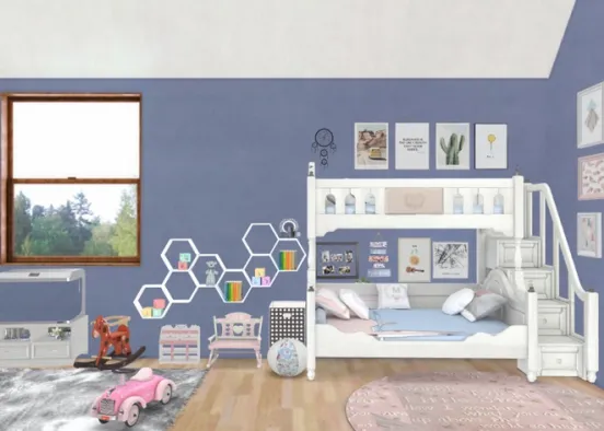 twin kids room  Design Rendering