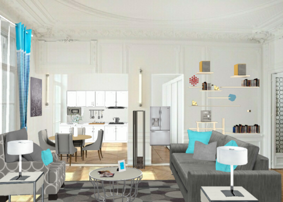Living room/kitchen Design Rendering