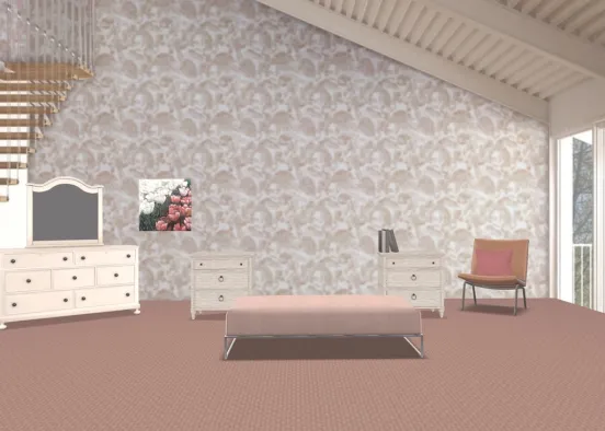 pink and white bed room Design Rendering