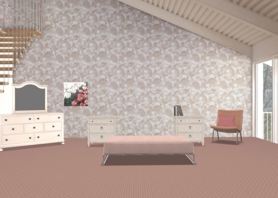 pink and white bed room Design Rendering