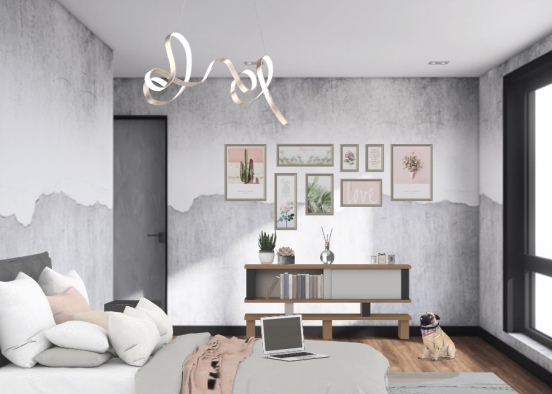 Dormitorio gris  Design Rendering