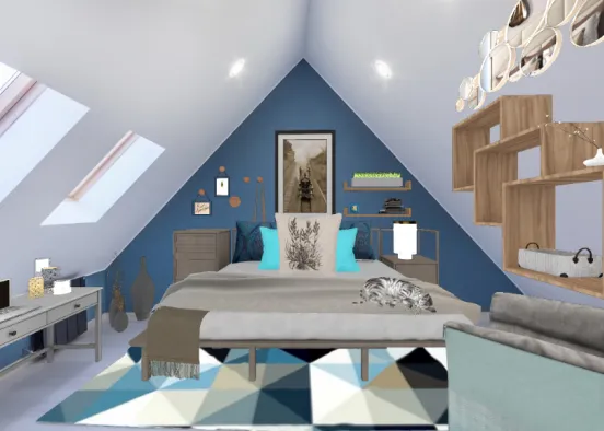 Cozy minimalistic bedroom Design Rendering