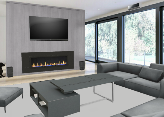 Grey/black living room Design Rendering