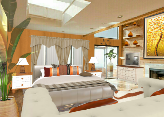 Orange citrus bedroom. Design Rendering