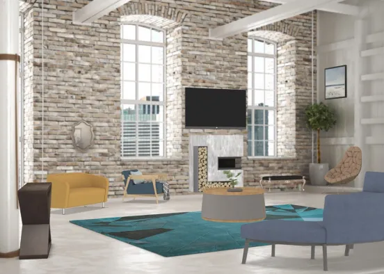 fresh clean living room Design Rendering
