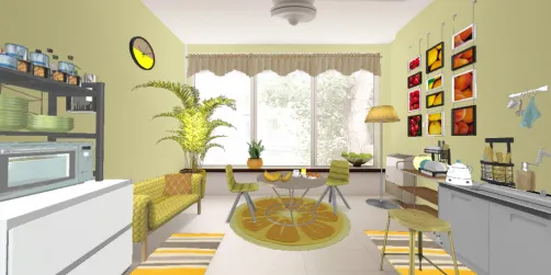 Yellow Dining Nook / Kitchen