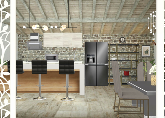 Old vacation house kitchen with the modern touch Design Rendering