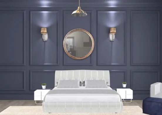 luxury blue bedroom  Design Rendering