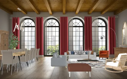 Salon - salle à manger dans anciens loft 