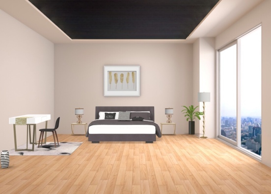 black,white,gold bedroom Design Rendering