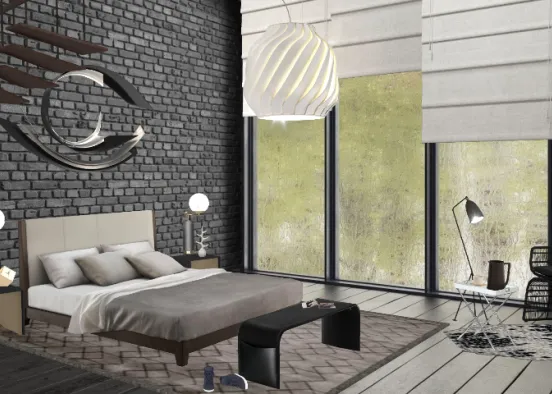 Modern contemporary bedroom Design Rendering