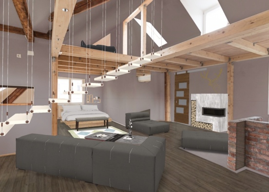 Modern Living Space Design Rendering