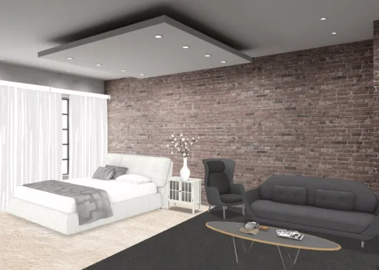 black and white room Design Rendering