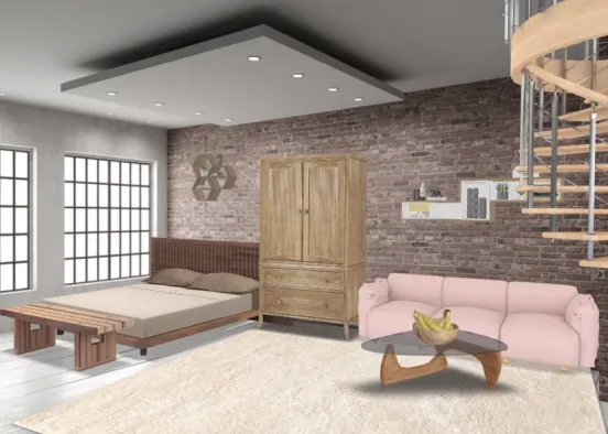 # natural wood room Renderização de Design