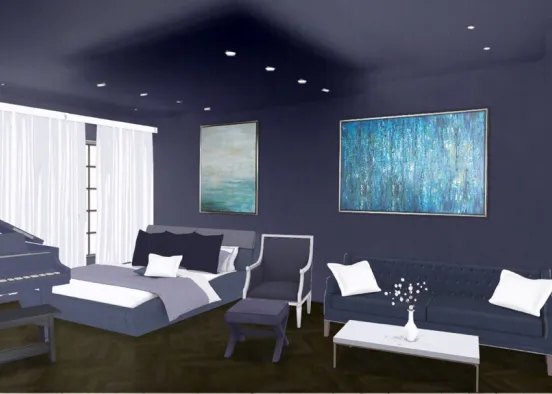 # dark blue and white  Renderização de Design