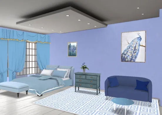 Classic blue room Design Rendering