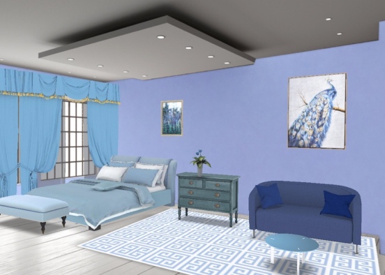 Classic blue room Design Rendering