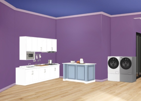 the kitchen, laundry, and gym Design Rendering