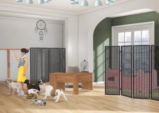 The bedroom and vet\animal daycare room Design Rendering
