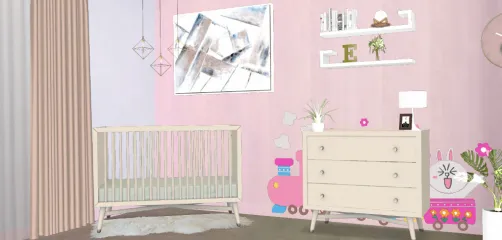 Nice beatiful pink nusery room
