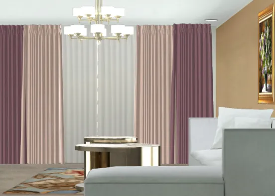 Gold pink big condo living room Design Rendering