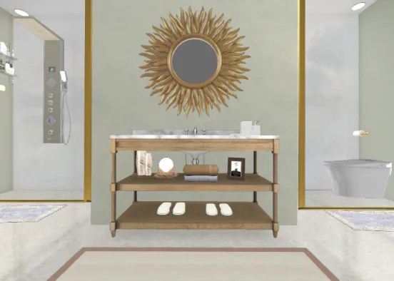 Gold  luxury restroom Design Rendering
