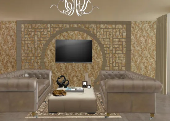 Balck cofee living room Design Rendering