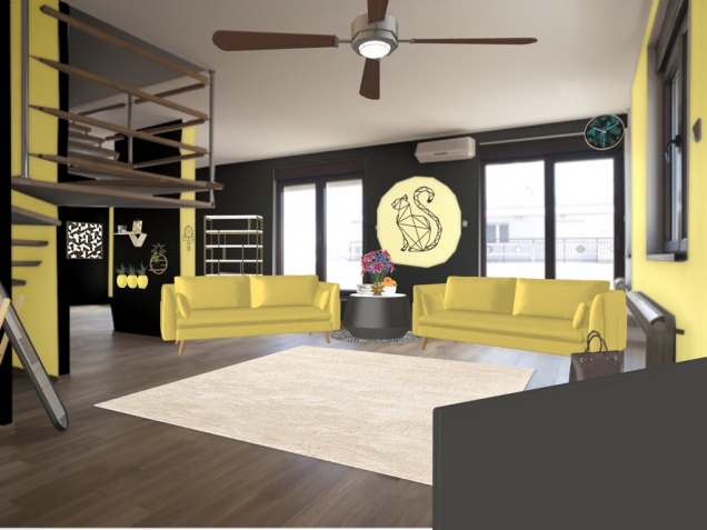 Yellow And Black Living Room!