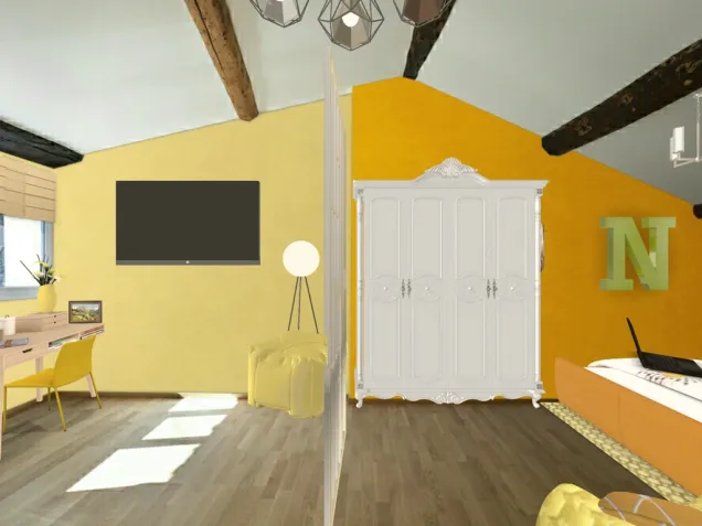 Yellow Parted Bedroom!