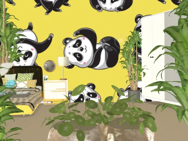 Yellow Panda And Plants!