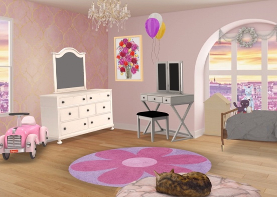 5 year old girls room Design Rendering
