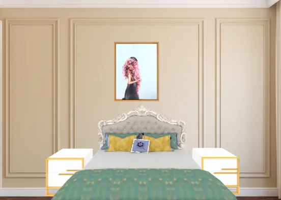 Camera da letto color oro Design Rendering