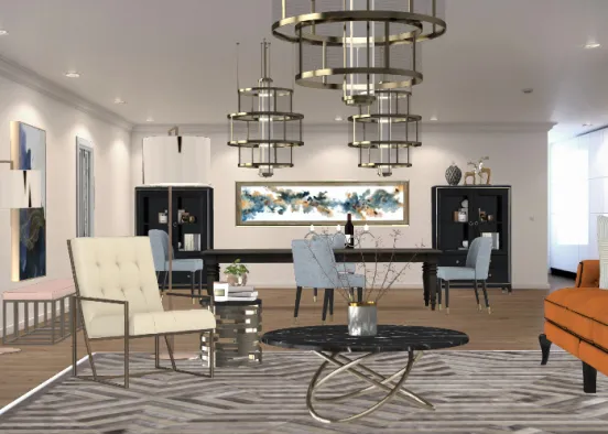 Mix&match living dining room Design Rendering