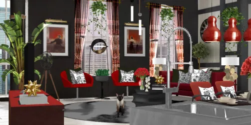 Warehouse Apartment Living (living room & kitchen)