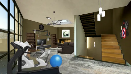 Family room with indoor gym💪