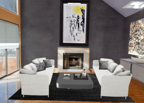 Minimal stylish living room Design Rendering