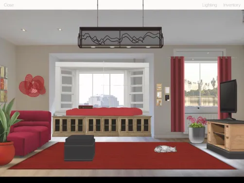 red apartment room 