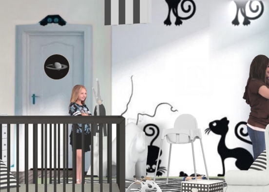cuarto de niños en blanco y negro Design Rendering