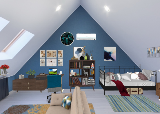 Attic bedroom..  Design Rendering