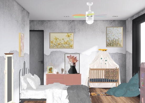 single mom-baby girl room  Design Rendering