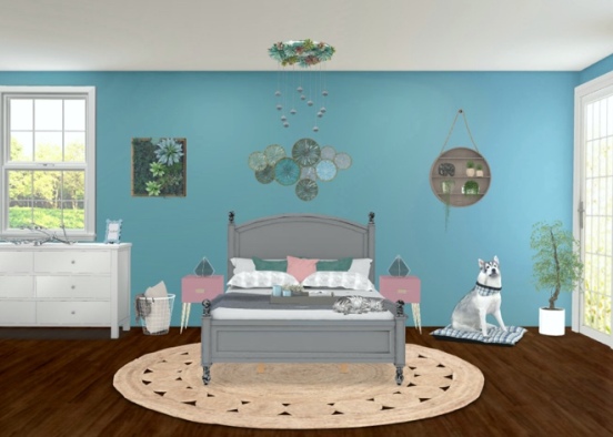 my room (grey pink and succulent room)  Design Rendering