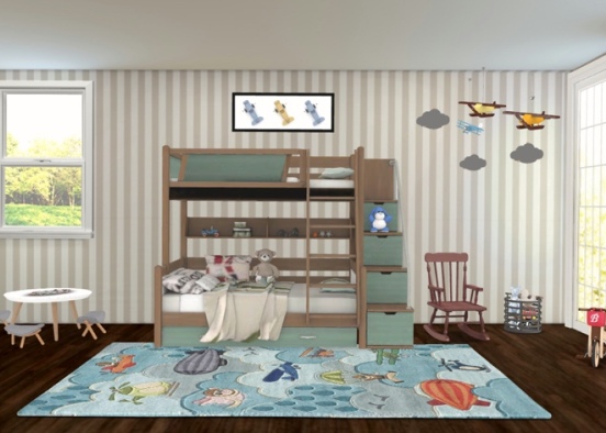 Kids Room: airplane themed Design Rendering