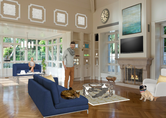 Cozy beach theme livingroom  Design Rendering