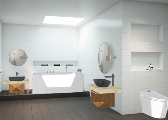 Salle de bain avec douche et WC Design Rendering