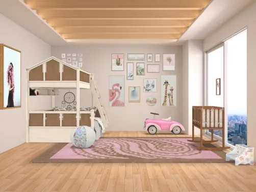 3 kids bedroom (toddler on top of bunk, child on bottom bunk, baby in basenet)